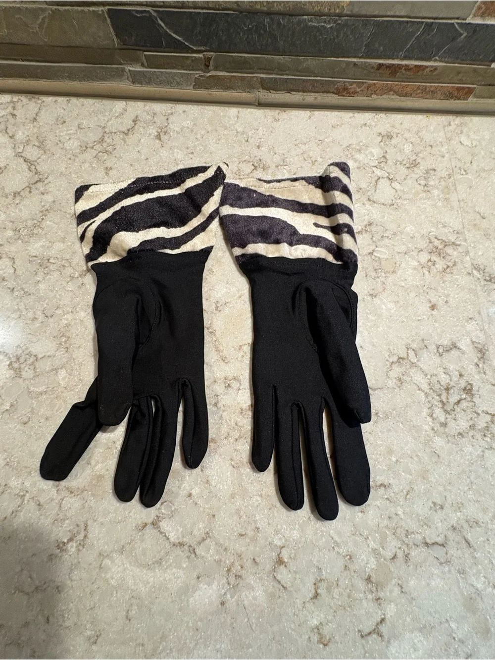 Black Gloves with Zebra Cuff - Women's Fashion Gloves